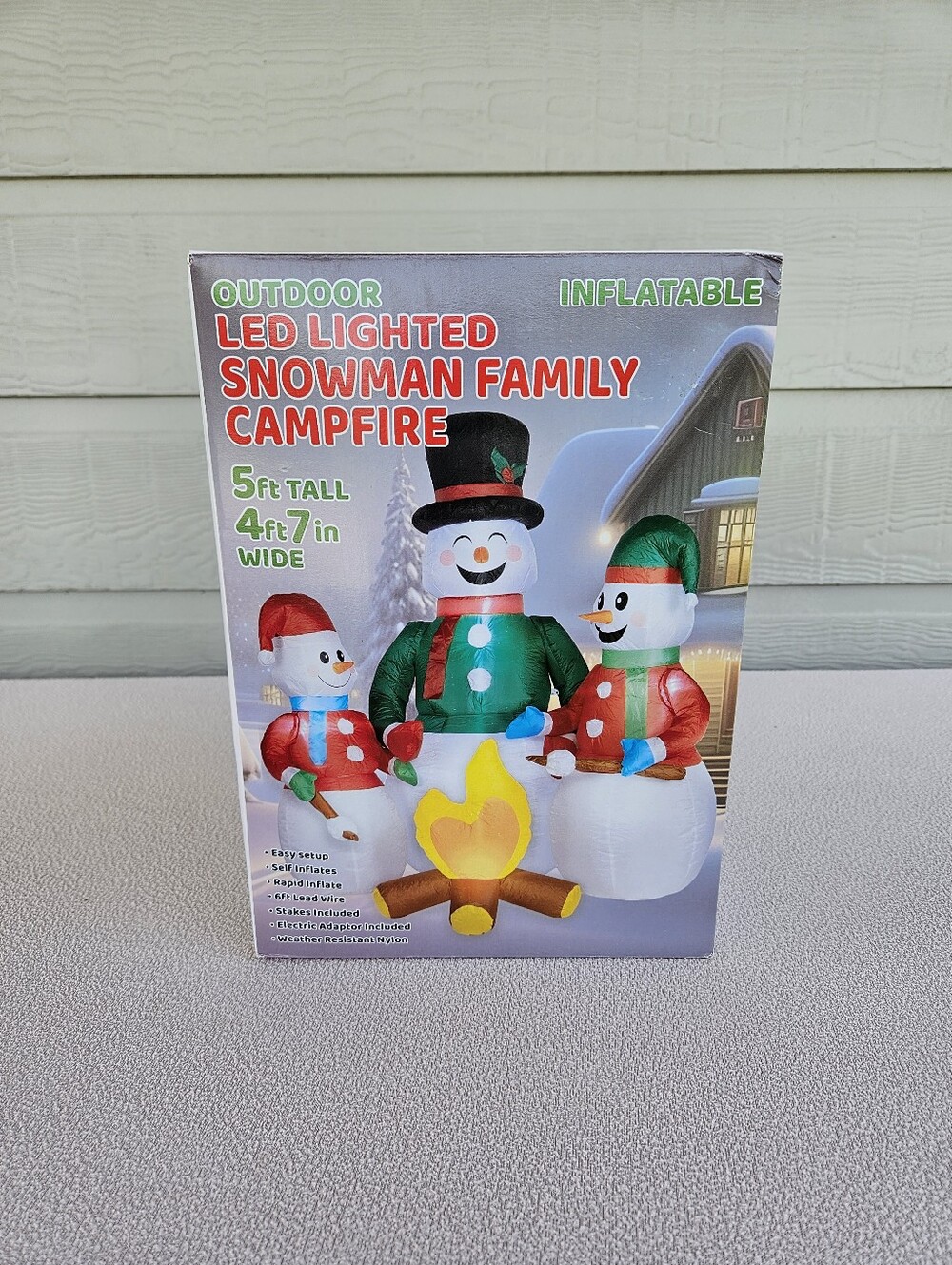 LED Lighted Snowman Family Campfire 5ft Inflatable Winter Holiday Camping